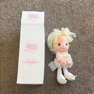 Precious Moments Doll with Light Yellow Hair and White Outfit